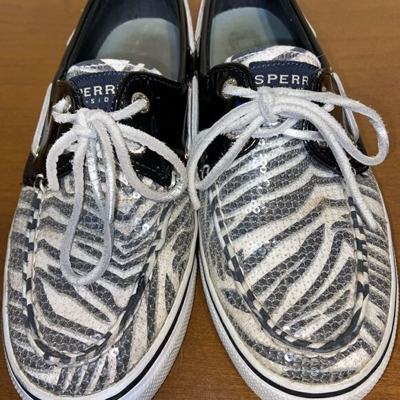 Sperry topsider leather with leopard print sequins - Picture 5 of 6